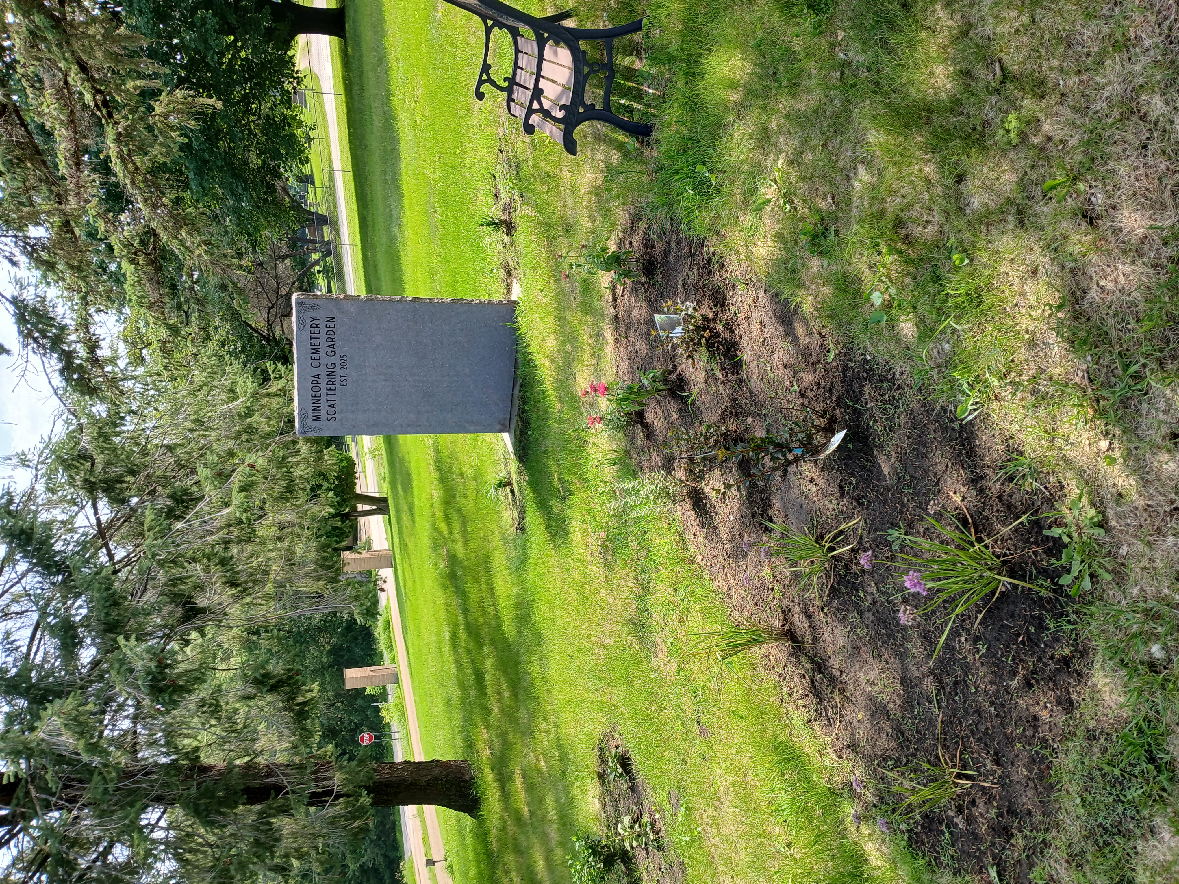 Photograph facing west of Minneopa Scattering Garden